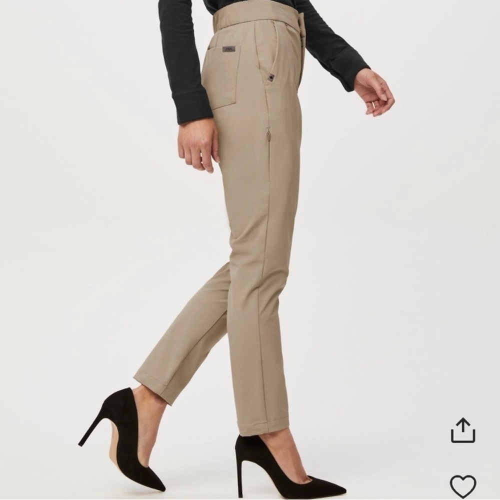 FigsPro Women's Skinny Zip Fly Trousers Large Tan